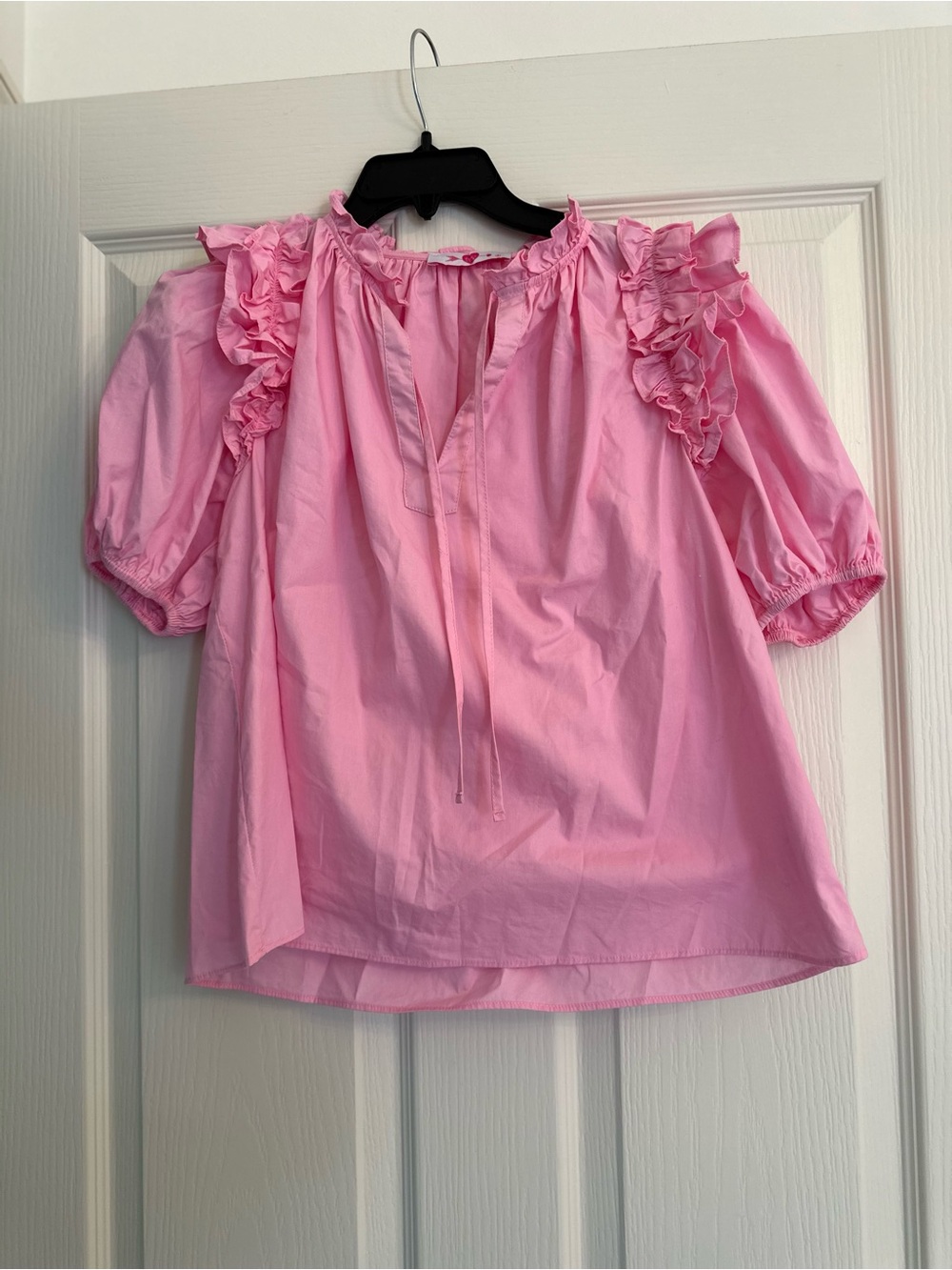 Buddy Love Pink Ruffle Peasant Blouse